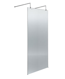 Hudson Reed Wetroom Screens 800mm Fluted Wetroom Scren With Arms & Feet Contemp Chrome Aluminium 2070x850x1000mm - JJ Building Materials