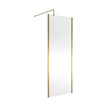 Hudson Reed Wetroom Screens 800mm Outer Framed Wetroom Screen With Support Bar Contemp Brushed Brass Aluminium 1950x800x14mm - JJ Building Materials