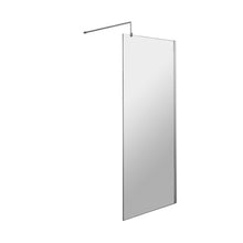 Hudson Reed Wetroom Screens 800mm Wetroom Screen & Support Bar Contemp Chrome Aluminium 1950x800x40mm - JJ Building Materials