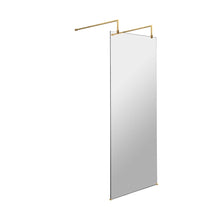 Hudson Reed Wetroom Screens 800mm Wetroom Screen With Arms And Feet Contemp Brushed Brass Aluminium 1950x798x14mm - JJ Building Materials