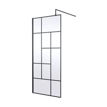 Hudson Reed Wetroom Screens 900mm Abstract Frame Wetroom Screen Contemp Matt Black Aluminium 1950x900x14mm - JJ Building Materials