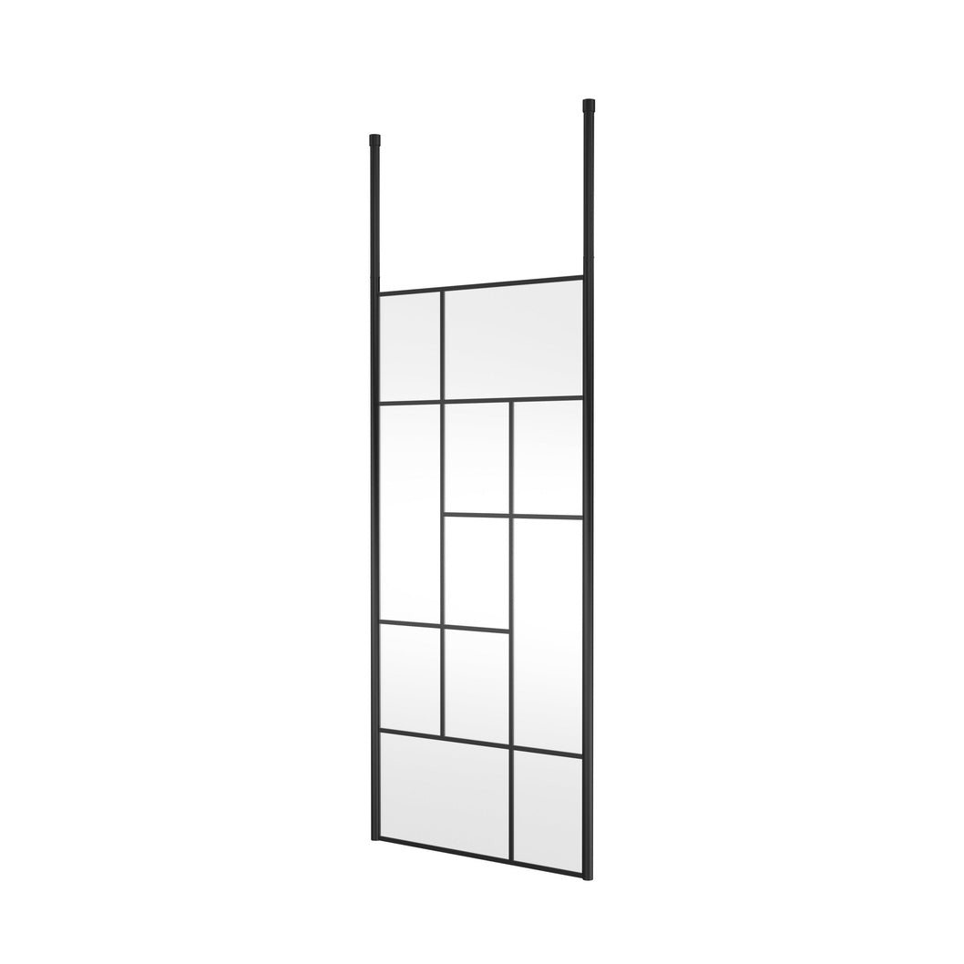 Hudson Reed Wetroom Screens 900mm Abstract Frame Wetroom Screen With Ceiling Posts Contemp Matt Black Aluminium 1950x950x60mm - JJ Building Materials