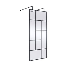 Hudson Reed Wetroom Screens 900mm Abstract Frame Wetroom Screen With Support Bars Contemp Matt Black Aluminium 1950x950x60mm - JJ Building Materials