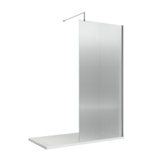 Hudson Reed Wetroom Screens 900mm Fluted Wetroom Screen With Support Bar Contemp Chrome Aluminium 1950x900x14mm - JJ Building Materials