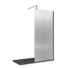 Hudson Reed Wetroom Screens 900mm Fluted Wetroom Screen With Support Bar Contemp Matt Black Aluminium 2070x950x1970mm - JJ Building Materials