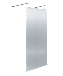 Hudson Reed Wetroom Screens 900mm Fluted Wetroom Scren With Arms & Feet Contemp Chrome Aluminium 2070x950x1000mm - JJ Building Materials