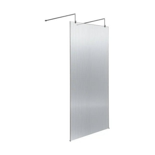 Hudson Reed Wetroom Screens 900mm Fluted Wetroom Scren With Arms & Feet Contemp Chrome Aluminium 2070x950x1000mm - JJ Building Materials