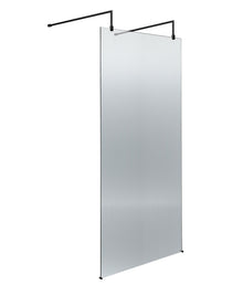 Hudson Reed Wetroom Screens 900mm Fluted Wetroom Scren With Arms & Feet Contemp Matt Black Aluminium 2070x950x1000mm - JJ Building Materials