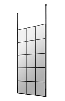 Hudson Reed Wetroom Screens 900mm Frame Screen With Ceiling Posts Contemp Matt Black Aluminium 1950x900x14mm - JJ Building Materials