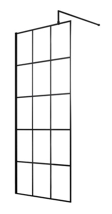 Hudson Reed Wetroom Screens 900mm Framed Wetroom Screen Contemp Matt Black Aluminium 1950x900x14mm - JJ Building Materials