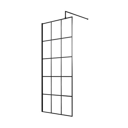 Hudson Reed Wetroom Screens 900mm Framed Wetroom Screen Contemp Matt Black Aluminium 1950x900x14mm - JJ Building Materials