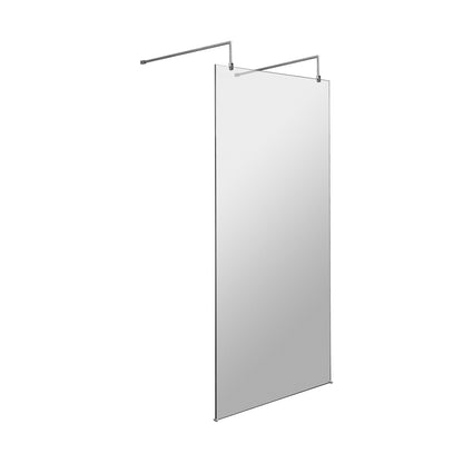 Hudson Reed Wetroom Screens 900mm Wetroom Screen With Arms And Feet Contemp Chrome Aluminium 1950x898x14mm - JJ Building Materials
