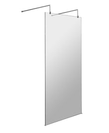 Hudson Reed Wetroom Screens 900mm Wetroom Screen With Arms And Feet Contemp Chrome Aluminium 1950x898x14mm - JJ Building Materials
