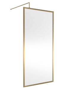 Hudson Reed Wetroom Screens Full Outer Frame Wetroom Screen 1950x1000x8mm Contemp Brushed Brass Aluminium 1950x1000x1000mm - JJ Building Materials