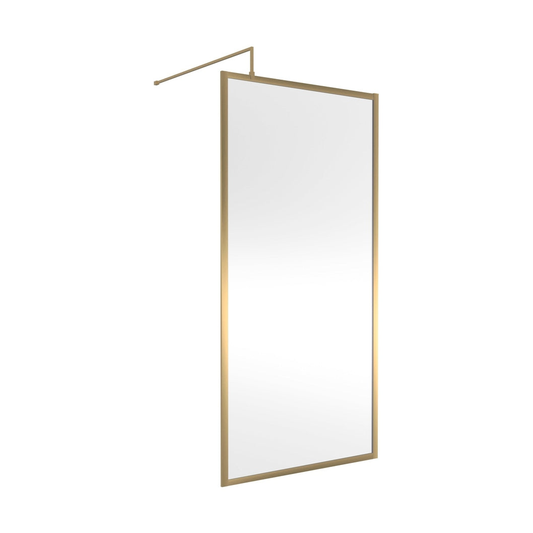 Hudson Reed Wetroom Screens Full Outer Frame Wetroom Screen 1950x1000x8mm Contemp Brushed Brass Aluminium 1950x1000x1000mm - JJ Building Materials