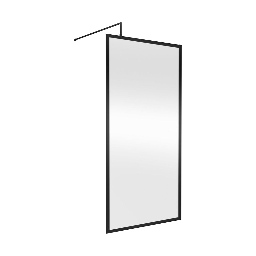 Hudson Reed Wetroom Screens Full Outer Frame Wetroom Screen 1950x1000x8mm Contemp Matt Black Aluminium 1950x1000x1000mm - JJ Building Materials