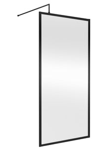 Hudson Reed Wetroom Screens Full Outer Frame Wetroom Screen 1950x1000x8mm Contemp Matt Black Aluminium 1950x1000x1000mm - JJ Building Materials