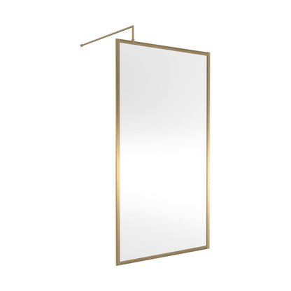 Hudson Reed Wetroom Screens Full Outer Frame Wetroom Screen 1950x1100x8mm Contemp Brushed Brass Aluminium 1950x1100x1000mm - JJ Building Materials