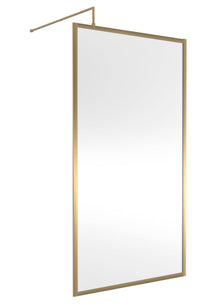 Hudson Reed Wetroom Screens Full Outer Frame Wetroom Screen 1950x1100x8mm Contemp Brushed Brass Aluminium 1950x1100x1000mm - JJ Building Materials