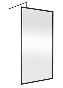 Hudson Reed Wetroom Screens Full Outer Frame Wetroom Screen 1950x1100x8mm Contemp Matt Black Aluminium 1950x1100x1000mm - JJ Building Materials