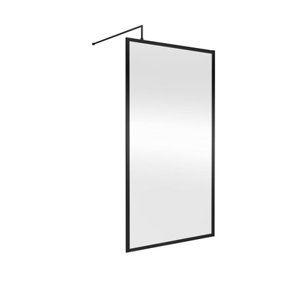 Hudson Reed Wetroom Screens Full Outer Frame Wetroom Screen 1950x1100x8mm Contemp Matt Black Aluminium 1950x1100x1000mm - JJ Building Materials