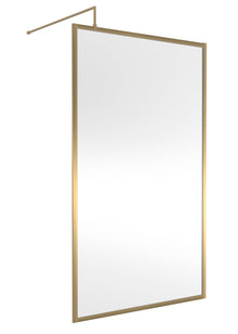 Hudson Reed Wetroom Screens Full Outer Frame Wetroom Screen 1950x1200x8mm Contemp Brushed Brass Aluminium 1950x1200x1000mm - JJ Building Materials