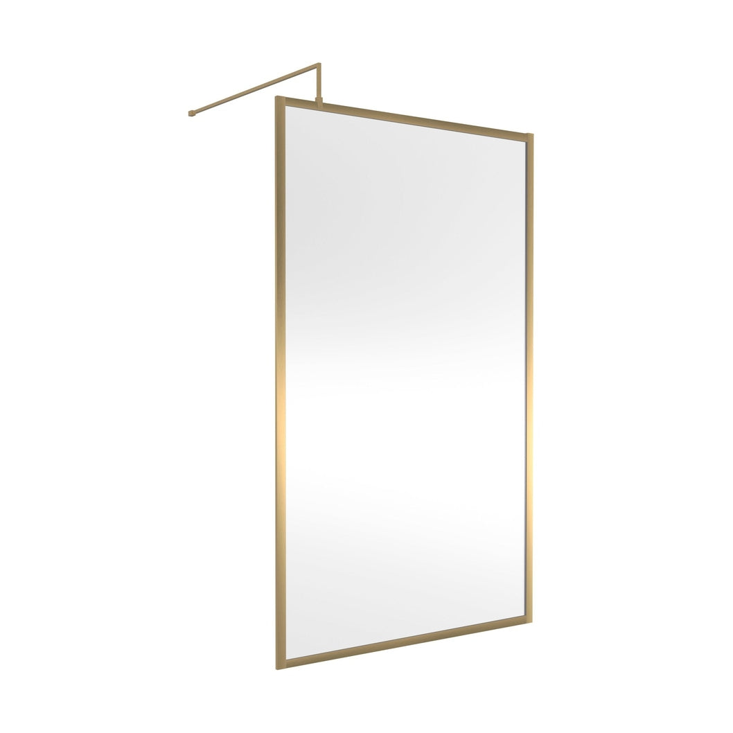 Hudson Reed Wetroom Screens Full Outer Frame Wetroom Screen 1950x1200x8mm Contemp Brushed Brass Aluminium 1950x1200x1000mm - JJ Building Materials