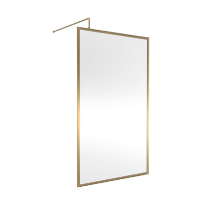 Hudson Reed Wetroom Screens Full Outer Frame Wetroom Screen 1950x1200x8mm Contemp Brushed Brass Aluminium 1950x1200x1000mm - JJ Building Materials
