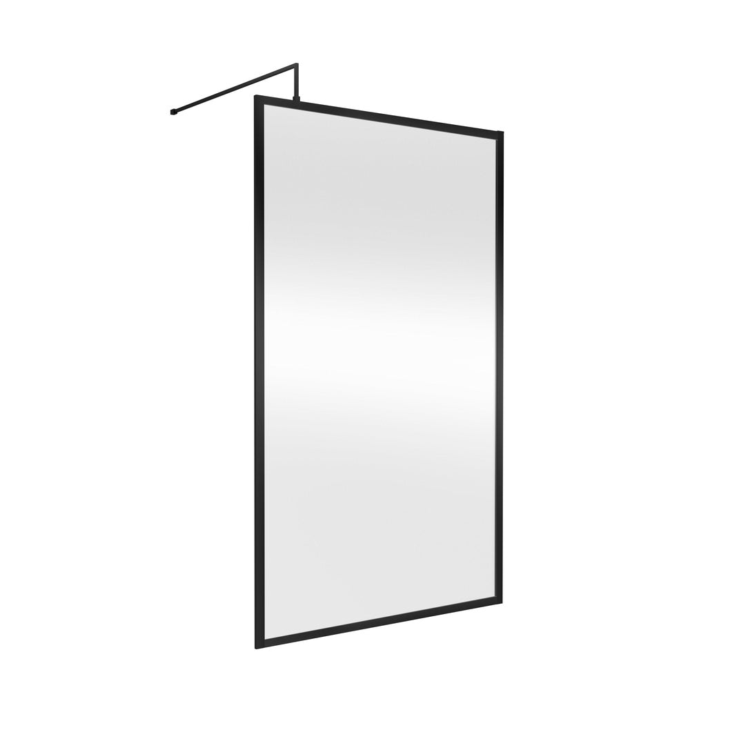 Hudson Reed Wetroom Screens Full Outer Frame Wetroom Screen 1950x1200x8mm Contemp Matt Black Aluminium 1950x1200x1000mm - JJ Building Materials