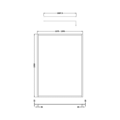 Hudson Reed Wetroom Screens Full Outer Frame Wetroom Screen 1950x1400x8mm Contemp Brushed Brass Aluminium 1950x1400x1000mm - JJ Building Materials
