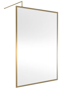 Hudson Reed Wetroom Screens Full Outer Frame Wetroom Screen 1950x1400x8mm Contemp Brushed Brass Aluminium 1950x1400x1000mm - JJ Building Materials