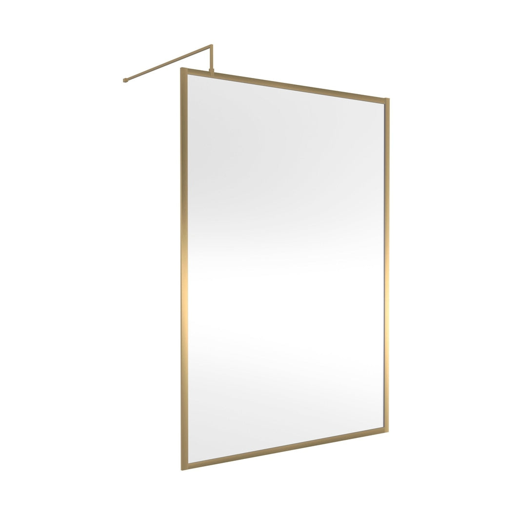 Hudson Reed Wetroom Screens Full Outer Frame Wetroom Screen 1950x1400x8mm Contemp Brushed Brass Aluminium 1950x1400x1000mm - JJ Building Materials