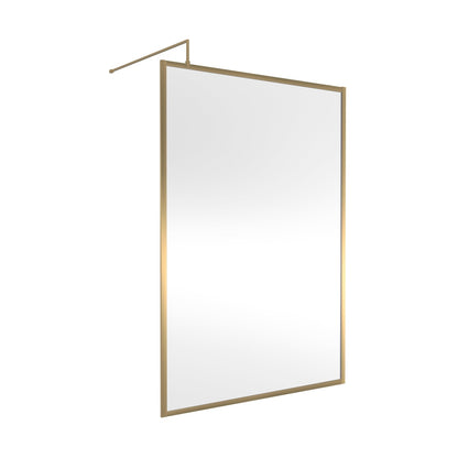 Hudson Reed Wetroom Screens Full Outer Frame Wetroom Screen 1950x1400x8mm Contemp Brushed Brass Aluminium 1950x1400x1000mm - JJ Building Materials