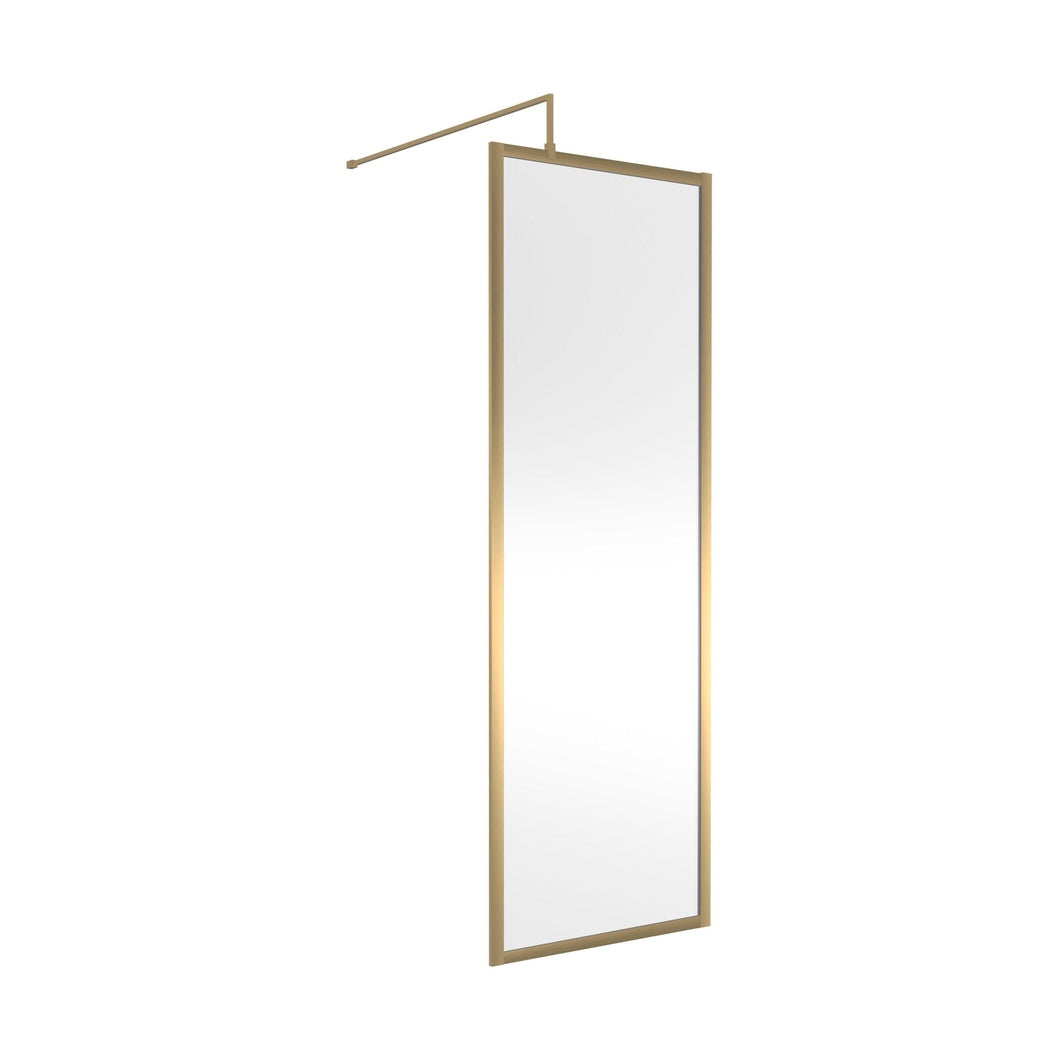 Hudson Reed Wetroom Screens Full Outer Frame Wetroom Screen 1950x700x8mm Contemp Brushed Brass Aluminium 1950x700x1000mm - JJ Building Materials