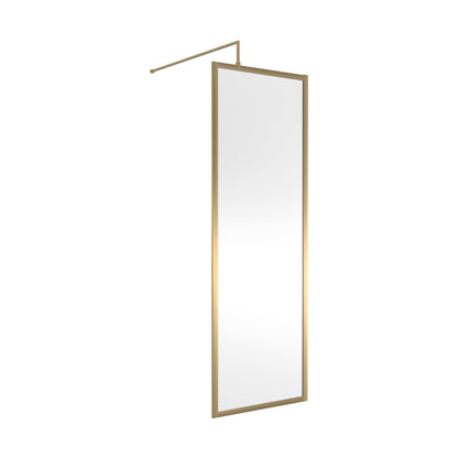 Hudson Reed Wetroom Screens Full Outer Frame Wetroom Screen 1950x700x8mm Contemp Brushed Brass Aluminium 1950x700x1000mm - JJ Building Materials