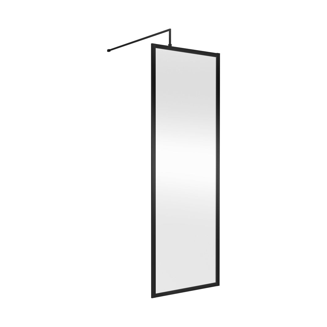 Hudson Reed Wetroom Screens Full Outer Frame Wetroom Screen 1950x700x8mm Contemp Matt Black Aluminium 1950x700x1000mm - JJ Building Materials