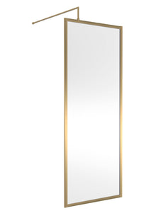 Hudson Reed Wetroom Screens Full Outer Frame Wetroom Screen 1950x800x8mm Contemp Brushed Brass Aluminium 1950x800x1000mm - JJ Building Materials