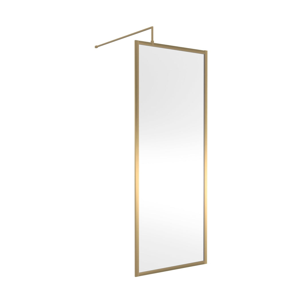 Hudson Reed Wetroom Screens Full Outer Frame Wetroom Screen 1950x800x8mm Contemp Brushed Brass Aluminium 1950x800x1000mm - JJ Building Materials