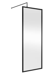 Hudson Reed Wetroom Screens Full Outer Frame Wetroom Screen 1950x800x8mm Contemp Matt Black Aluminium 1950x800x1000mm - JJ Building Materials
