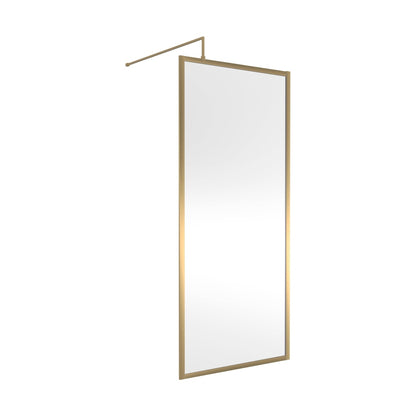 Hudson Reed Wetroom Screens Full Outer Frame Wetroom Screen 1950x900x8mm Contemp Brushed Brass Aluminium 1950x900x1000mm - JJ Building Materials
