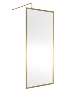 Hudson Reed Wetroom Screens Full Outer Frame Wetroom Screen 1950x900x8mm Contemp Brushed Brass Aluminium 1950x900x1000mm - JJ Building Materials