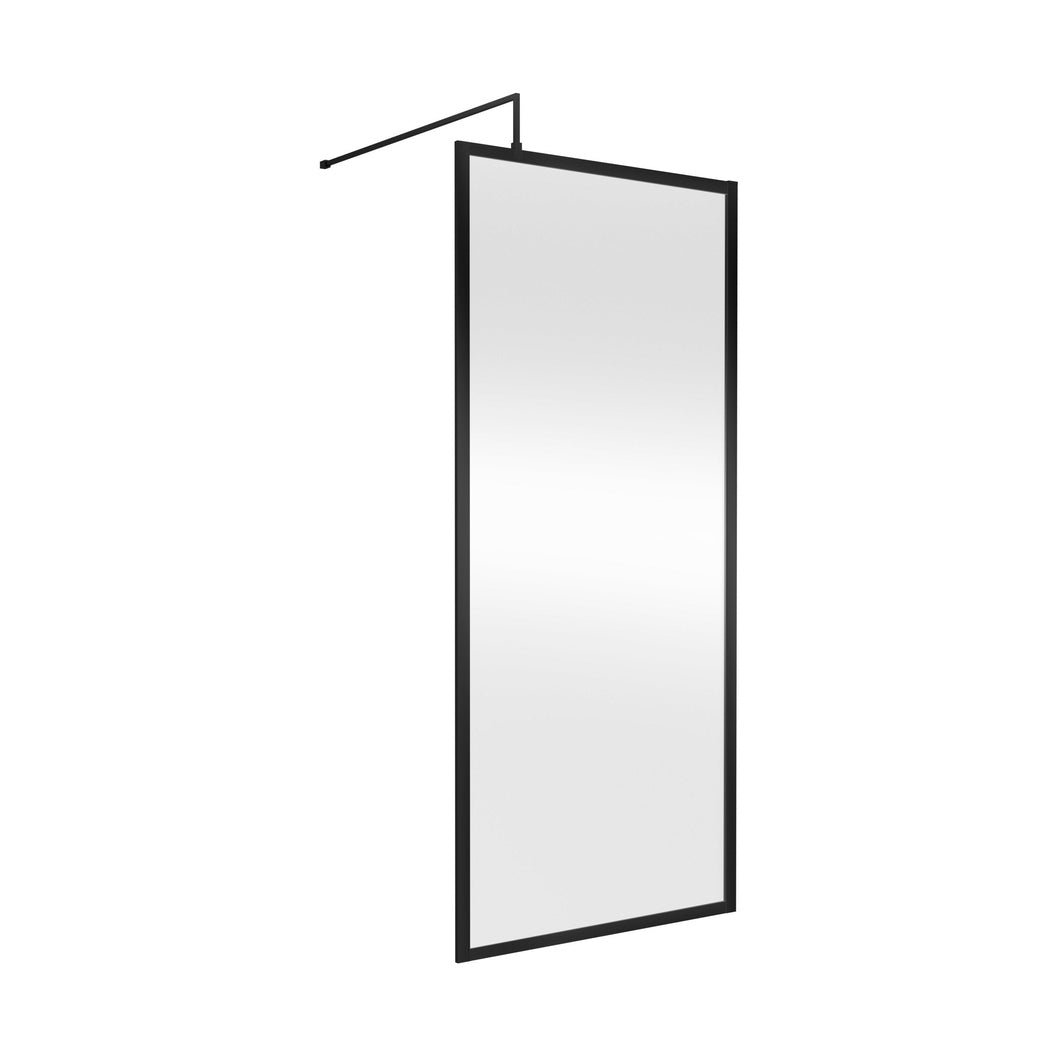 Hudson Reed Wetroom Screens Full Outer Frame Wetroom Screen 1950x900x8mm Contemp Matt Black Aluminium 1950x900x1000mm - JJ Building Materials