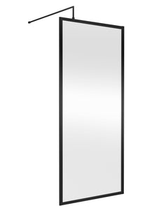 Hudson Reed Wetroom Screens Full Outer Frame Wetroom Screen 1950x900x8mm Contemp Matt Black Aluminium 1950x900x1000mm - JJ Building Materials