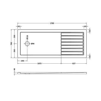 Hudson Reed Wetroom Trays Rectangular Walk-in Shower Tray 1700 X 700 Contemp White Acrylic Capped Abs Caco3 And Pu - JJ Building Materials