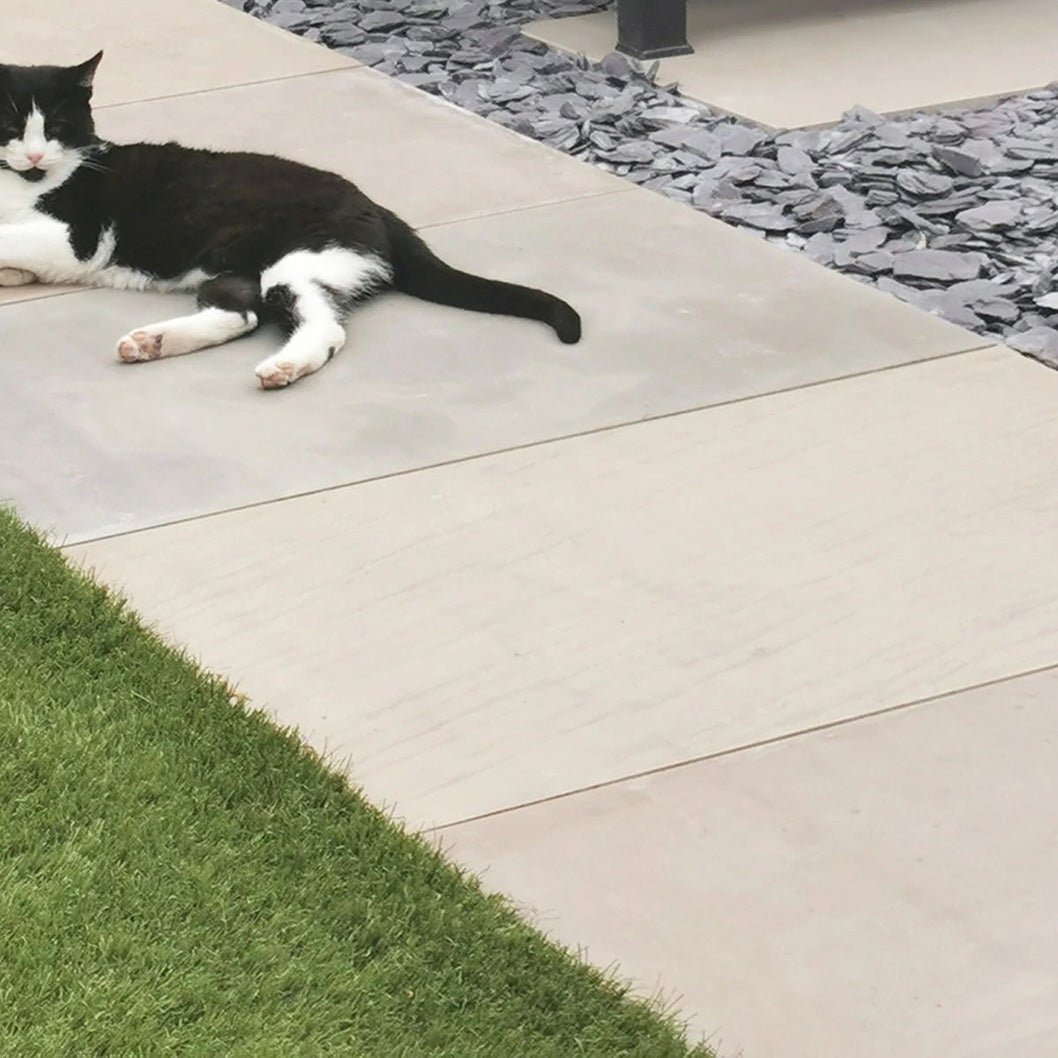 Imperial Green Indian 20mm Sandstone Paving Slabs - Sawn & Honed - JJ Building Materials