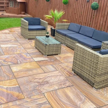 Imperial Green Indian 20mm Sandstone Paving Slabs - Sawn & Honed - Patio Kit - JJ Building Materials