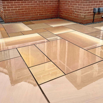 Imperial Green Indian 20mm Sandstone Paving Slabs - Sawn & Honed - Patio Kit - JJ Building Materials