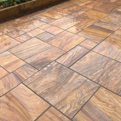 Imperial Green Indian 20mm Sandstone Paving Slabs - Sawn & Honed - Patio Kit - JJ Building Materials