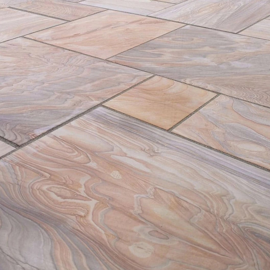 Imperial Green Indian 20mm Sandstone Paving Slabs - Sawn & Honed - Patio Kit - JJ Building Materials