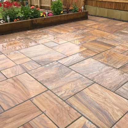 Imperial Green Indian 20mm Sandstone Paving Slabs - Sawn & Honed - Patio Kit - JJ Building Materials